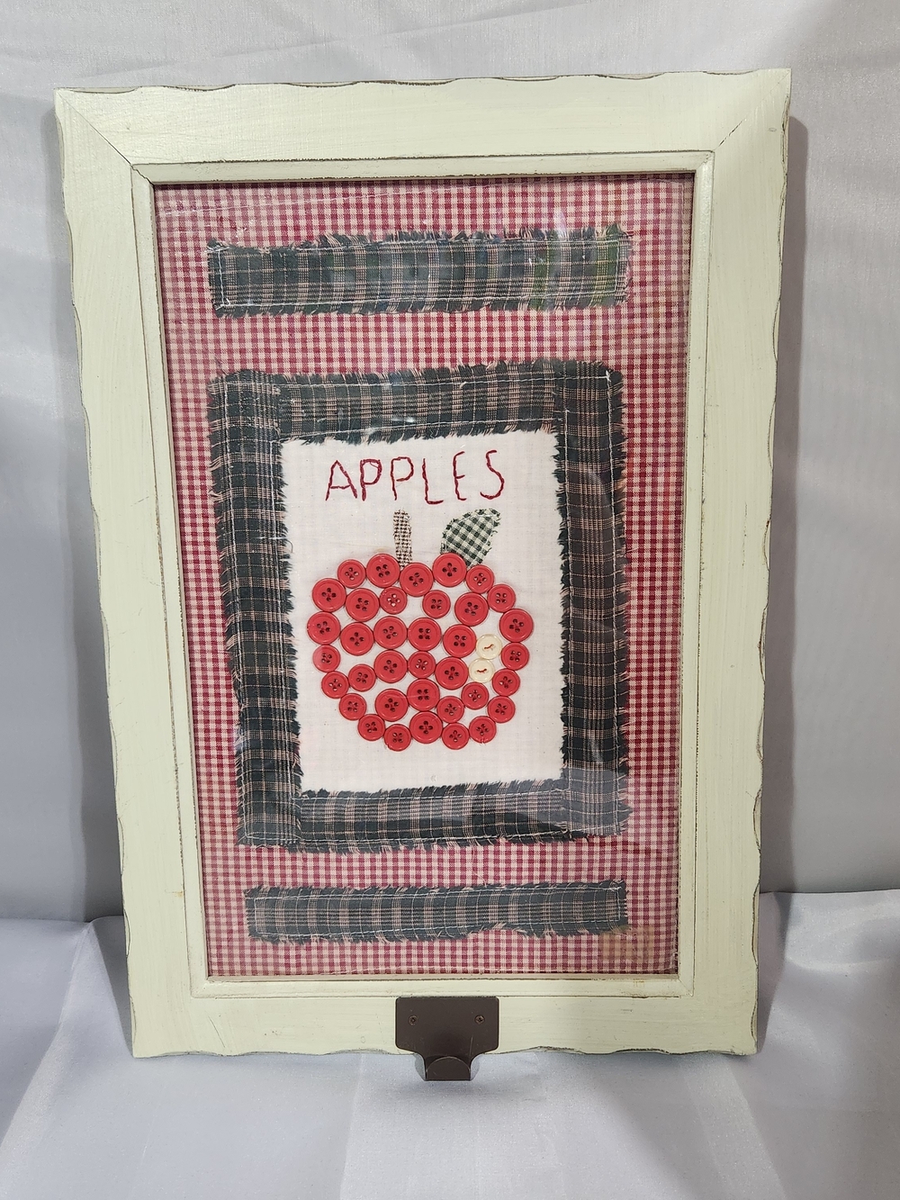 Button Apple Wall Art in Red and Cream